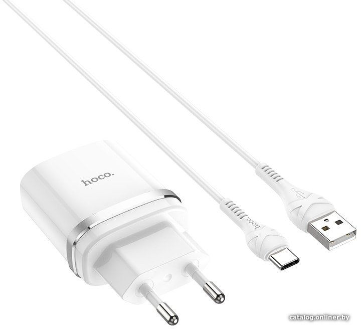 Сетевое зарядное Hoco C12Q USB Type-C (белый)