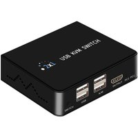 KVM переключатель USBTOP 2-х портовый KVM-переключатель HDMI USB, (черный)