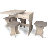 Обеденная группа Анмикс ЛДСП (дуб санома/кожзам капучино)