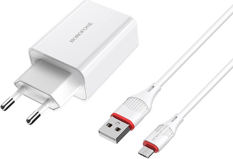 

Сетевое зарядное Borofone BA21A microUSB (белый)