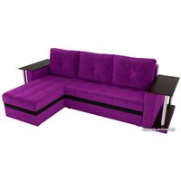 Угловой диван Craftmebel Атланта М угловой 2 стола (боннель, левый, фиолетовый вельвет)