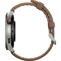 Умные часы Amazfit GTR 4 (серебристый, с коричневым кожаным ремешком)