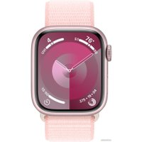 Умные часы Apple Watch Series 9 41 мм (алюминиевый корпус, розовый/розовый, нейлоновый ремешок)