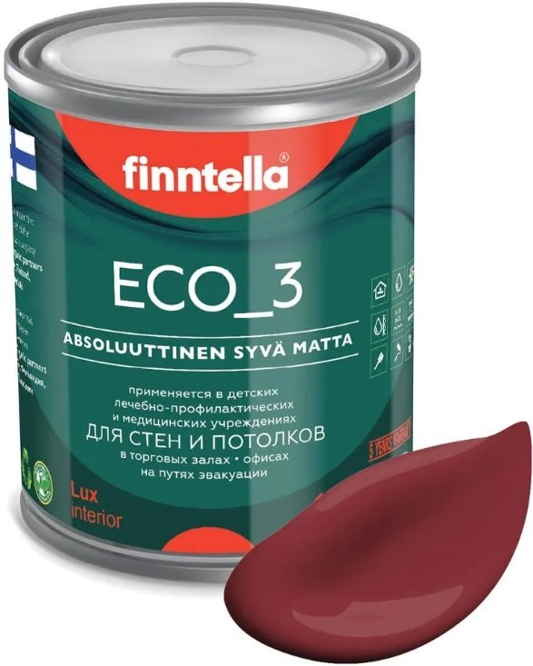 

Краска Finntella Eco 3 Wash and Clean Viininpu F-08-1-1-FL130 0.9 л (бордовый)