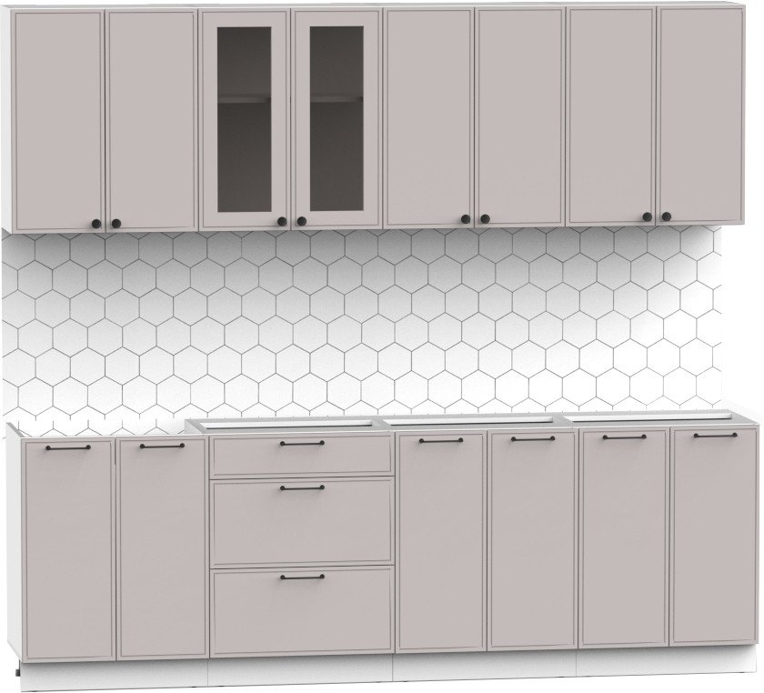 

Готовая кухня Интермебель Лион-18 2.4м без столешницы (луна софт)