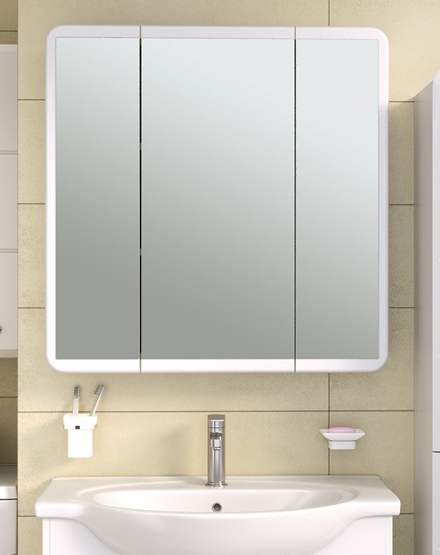 

Runo Шкаф с зеркалом для ванной Эрика 80