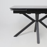 Кухонный стол Аврора Рейн New 1400-2040x900 (камень черный Greys Black/черный матовый)