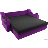 Диван Лига диванов Меркурий 100348 160 см (микровельвет, черный/фиолетовый)