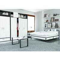 Кровать Millwood Neo Loft КМ-3.8 Л 207x190x81 (дуб белый Craft/металл черный)