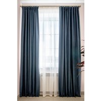 Комплект штор Decoretto Нубук Джинсовый НДС-К25 1.25x2.5 м (синий, 2 шт)
