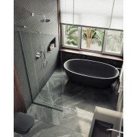Душевая стенка MaybahGlass 195x89 MGD-689-5у (прозрачное стекло/хром матовый)