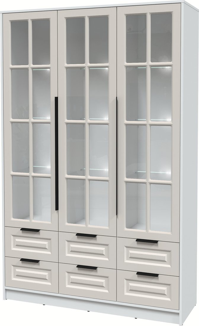 

Шкаф-витрина Интерлиния Концепт КТ-ШВ3 с подсветкой Деко (белый платинум/кашемир)