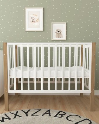 Классическая детская кроватка СКВ-Компани 3190111-6 с матрасом Plitex Юниор-премиум (белый бук)