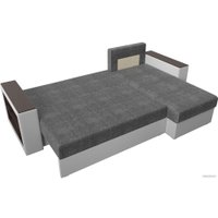 Угловой диван Лига диванов Дубай лайт правый 114196 (рогожка серый/экокожа белый)