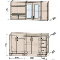 Готовая кухня Интерлиния Мила Крафт 1.5 (дуб снежный)