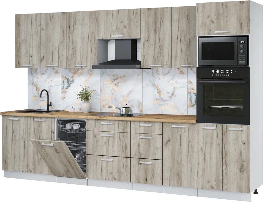 

Готовая кухня Интерлиния Мила Лайт 3.25-ПМ3 (дуб серый/дуб серый/дуб бунратти)