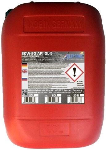 

Трансмиссионное масло Alpine Gear Oil 80W90 GL-5 0100703 20 л
