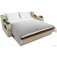 Диван Лига диванов Меркурий 100354 100 см (рогожка коричневый/экокожа бежевый)