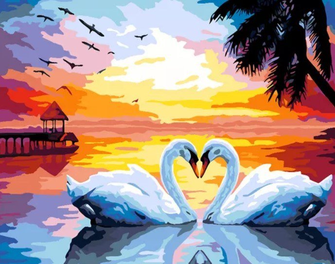 

Картина по номерам PaintLine Влюбленные лебеди PL-00296