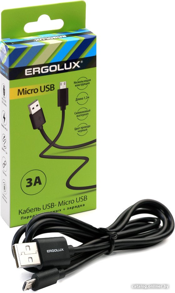Кабель Ergolux ELX-CDC01-C02 USB Type-A - microUSB (1.2 м, черный)