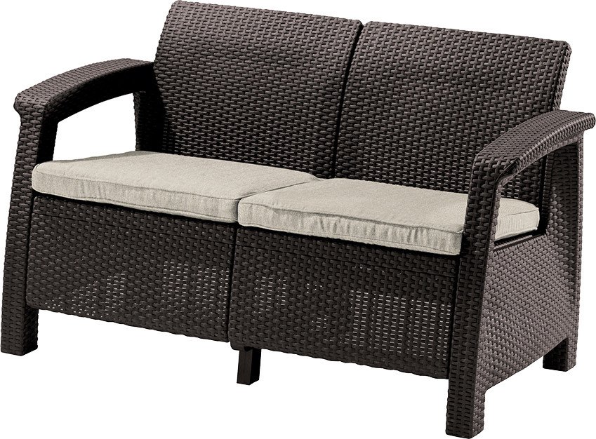 Садовый диван Keter Corfu II Love Seat 258946 (коричневый)