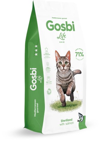 Сухой корм для кошек Gosbi Life cat sterilized with salmon 12 кг