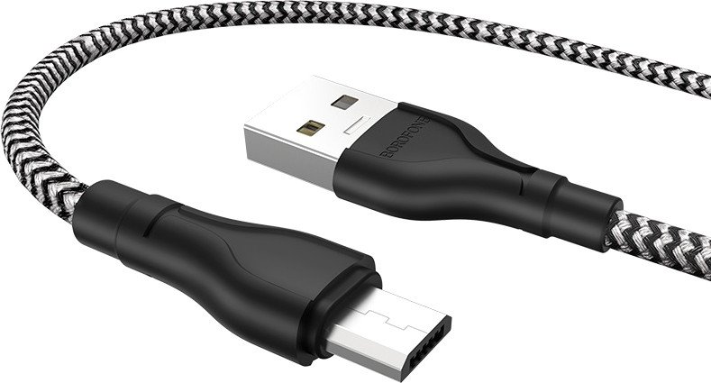 

Кабель Borofone BX39 USB Type-A - microUSB (1 м, черный/белый)