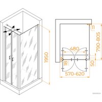 Душевой уголок RGW PA-144B (PA-104B+Z-050-2B+O-104B) 060814468-014 60x80 (черный/прозрачное стекло)