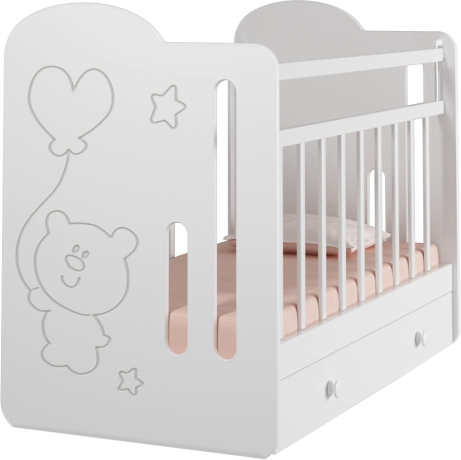 

Классическая детская кроватка VDK Sweet Bear маятник-ящик (белый)