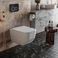 Унитаз подвесной Roxen Boro One Rimless 6 в 1 StounFix Dual Fresh 507542 (кнопка: черный матовый)