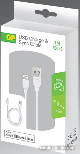 Кабель GP CB13WE-2B1 USB Type-A - Lightning (1 м, белый)