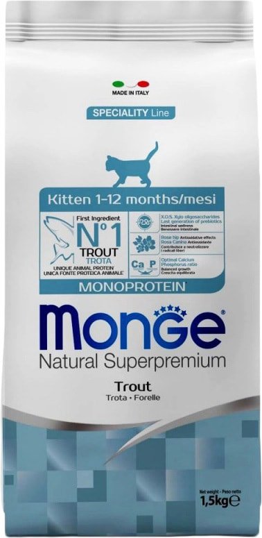 

Сухой корм для кошек Monge Kitten Monoprotein Trout 1.5 кг