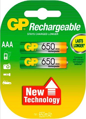 

Аккумулятор GP AAA 650mAh 2 шт. [65AAAHC]