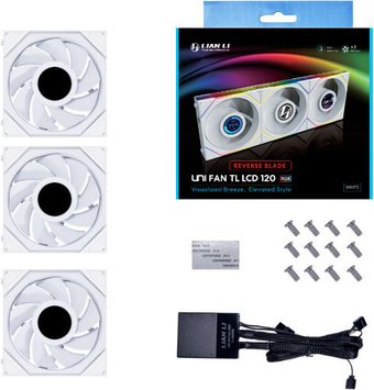 Комплект вентиляторов для корпуса Lian Li Uni Fan TL LCD 120 Reverse Triple Pack G99.12RTLLCD3W.R0