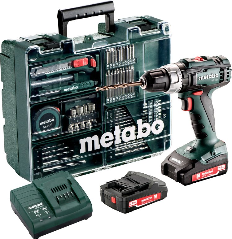 

Дрель-шуруповерт Metabo BS 18 L SET 602321870 (с 2-мя АКБ, набор оснастки, кейс)