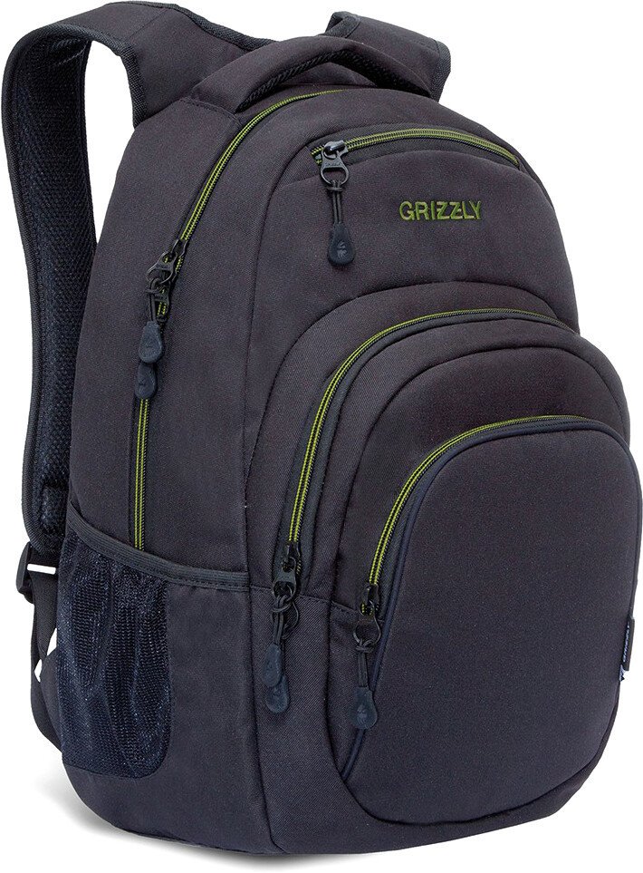 

Школьный рюкзак Grizzly RQ-003-31 (черный/салатовый)