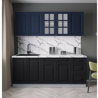 Готовая кухня Интерлиния Мила Деко 2.0А (черный/индиго/белый гранит) в Могилеве