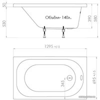 Ванна Triton Стандарт 130x70 (с ножками и экраном)