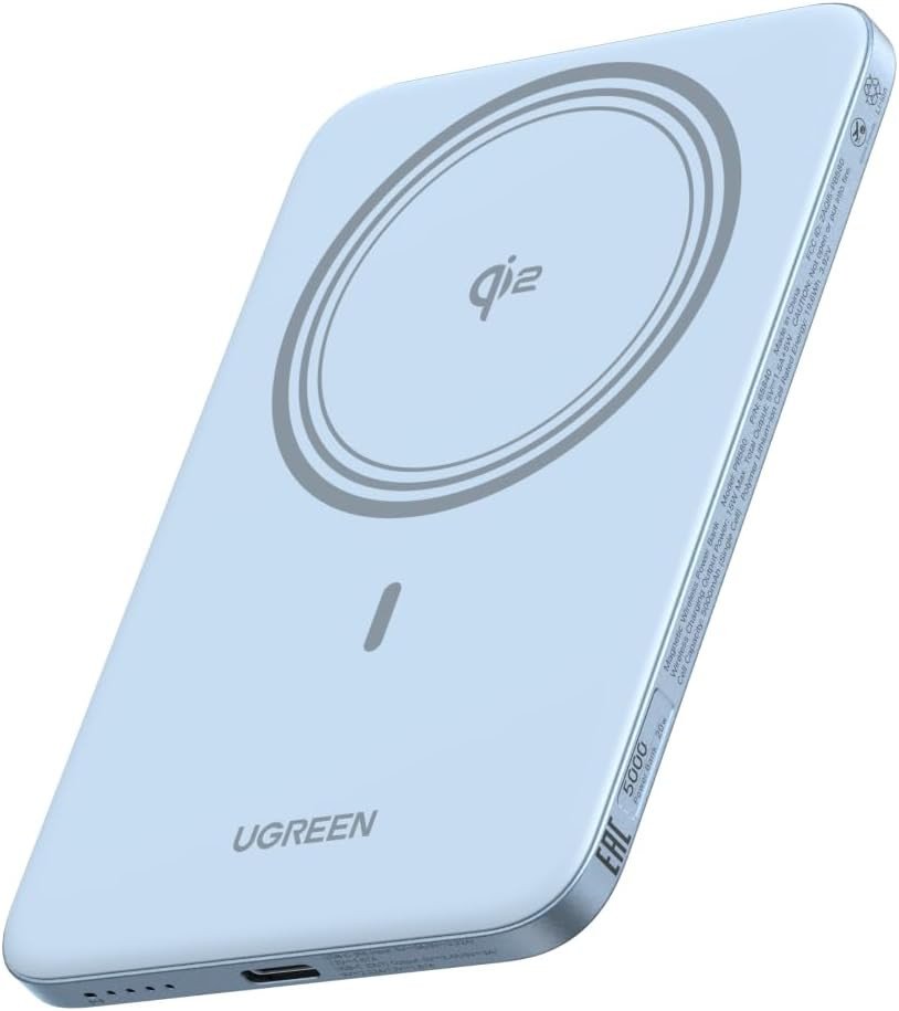 Внешний аккумулятор Ugreen MagFlow Air Qi2 15W PB580 65840B 5000mAh (голубой)