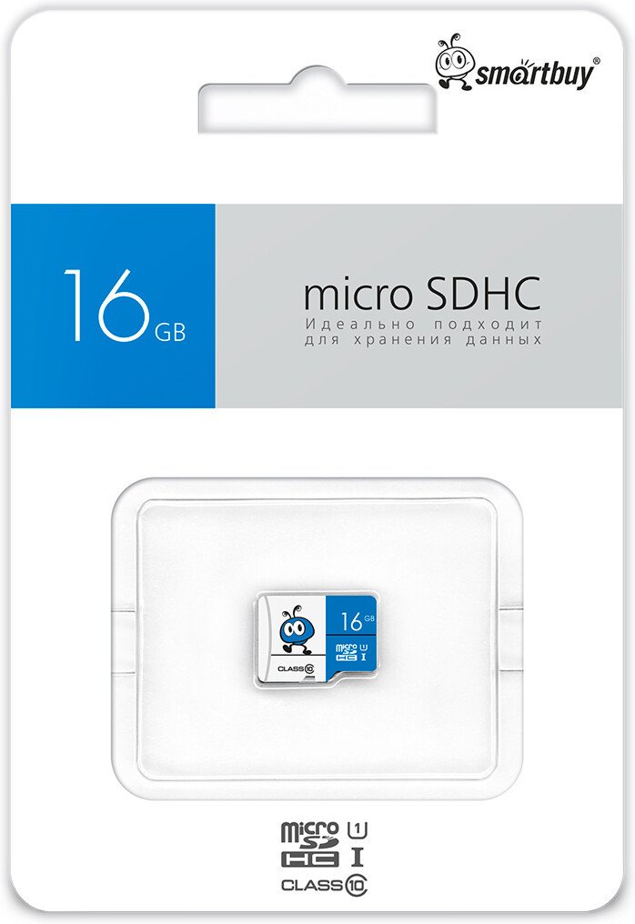 Карта памяти SmartBuy microSDHC SB16GMSDU1BLUE00 16GB