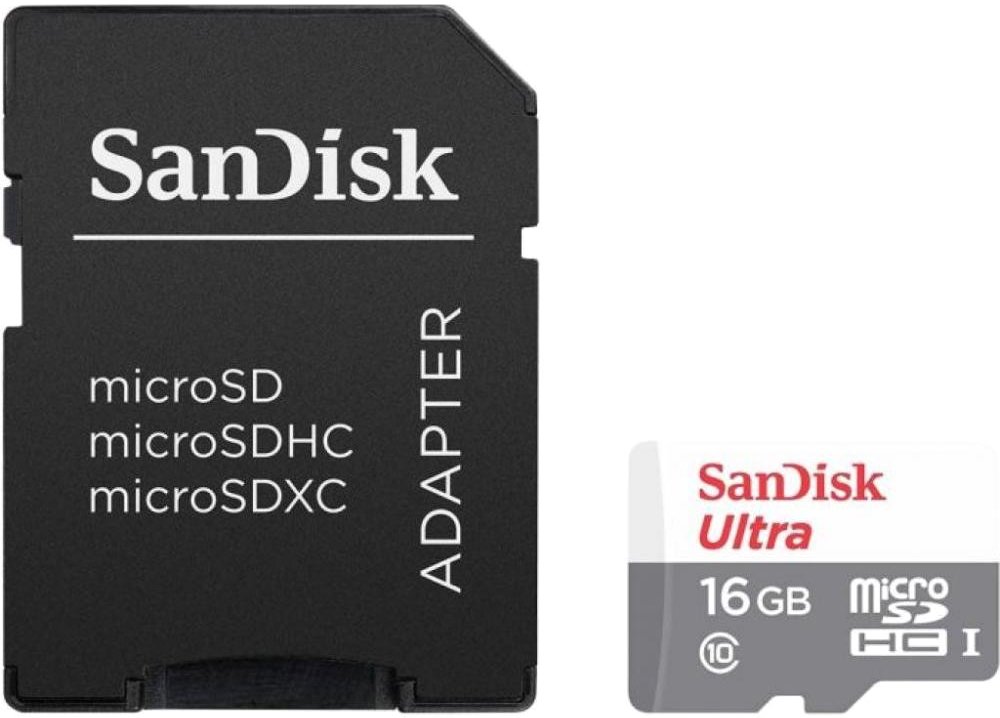 

Карта памяти SanDisk Ultra SDSQUNS-016G-GN3MA microSDHC 16GB (с адаптером)