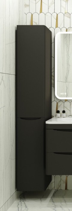 

Symbolite Шкаф-пенал для ванной Бергамо Люкс Plus с корзиной (черный)