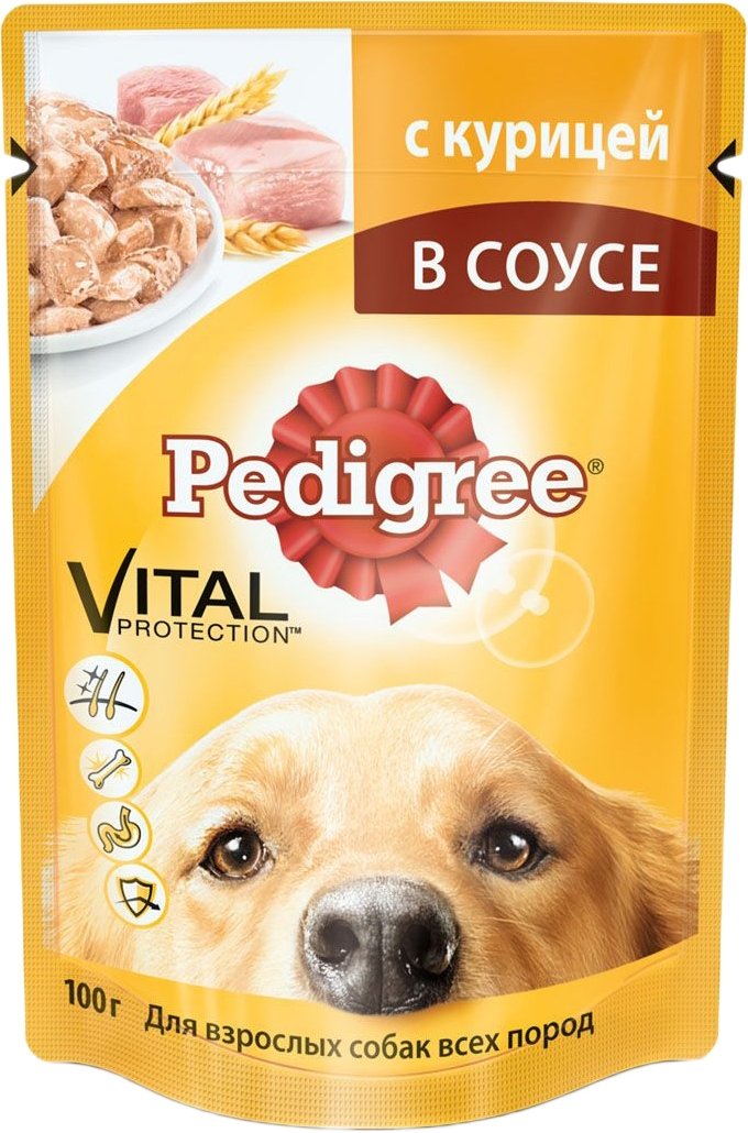 

Пресервы Pedigree для взрослых собак всех пород с курицей 0.1 кг