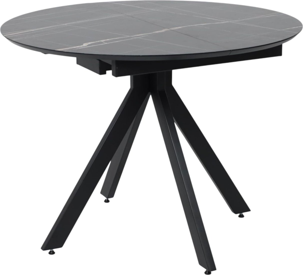 

Кухонный стол Lepremo AV 1107 HPL+МДФ раздвижной D1000-1350x750 (черный тунис/черный)