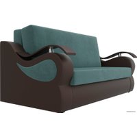 Диван Лига диванов Меркурий 100 105490 (велюр/экокожа, бирюзовый/коричневый)