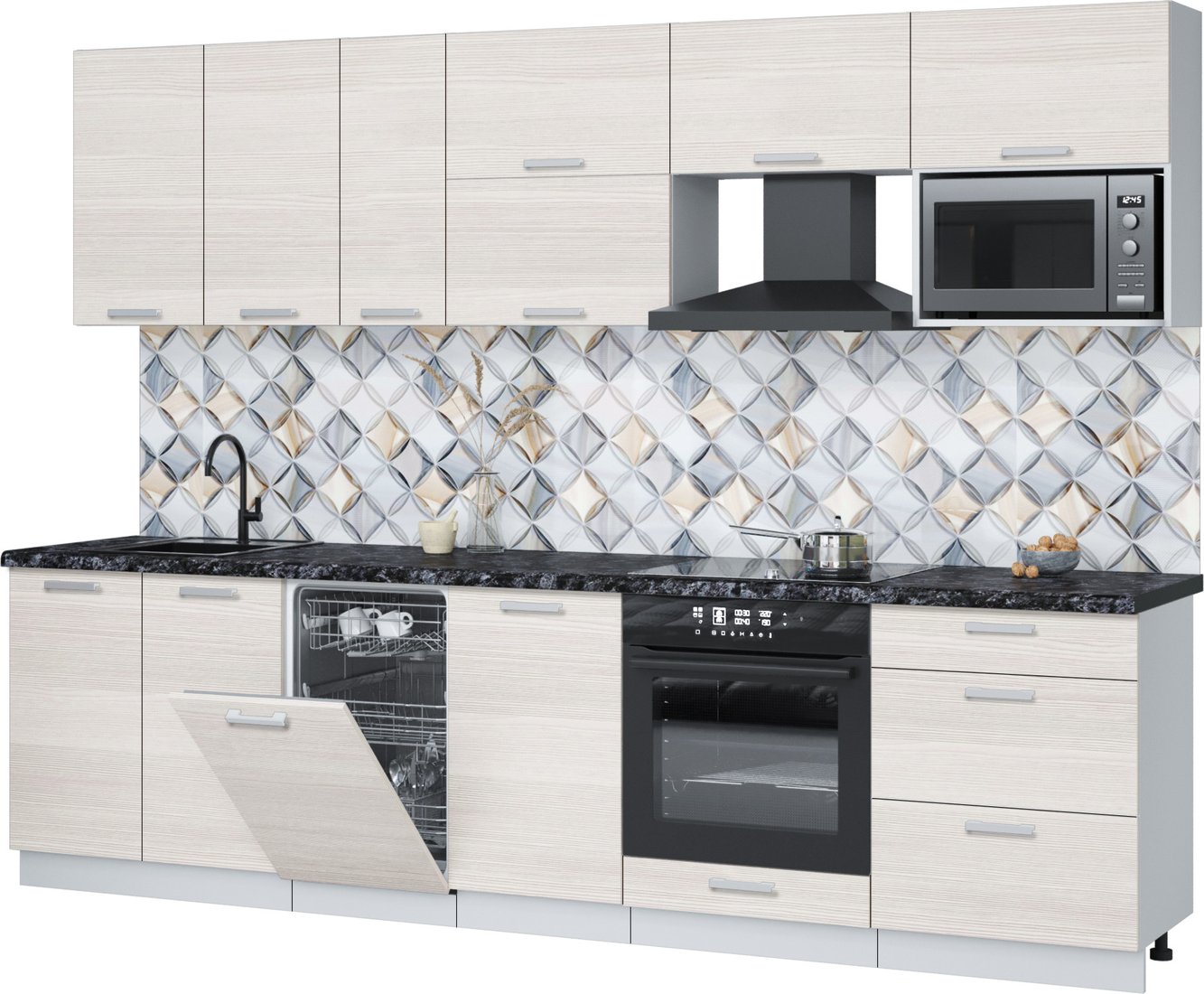 

Готовая кухня Интерлиния Мила Лайт 2.9-ПМ4 (вудлайн кремовый/вудлайн кремовый/кастилло темный)