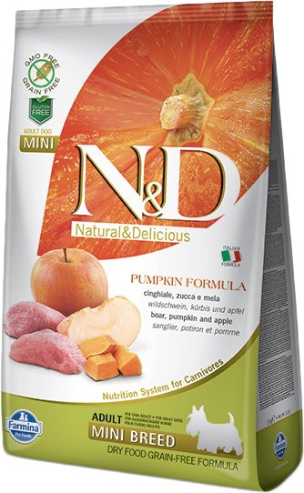

Сухой корм для собак Farmina N&D Pumpkin Grain Free Boar & Apple Adult Mini (с мясом кабана, тыквой и яблоком) 7 кг