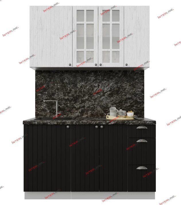 

Готовая кухня Интерлиния Берес 1.4А (дуб полярный/дуб английский/кастилло темный)