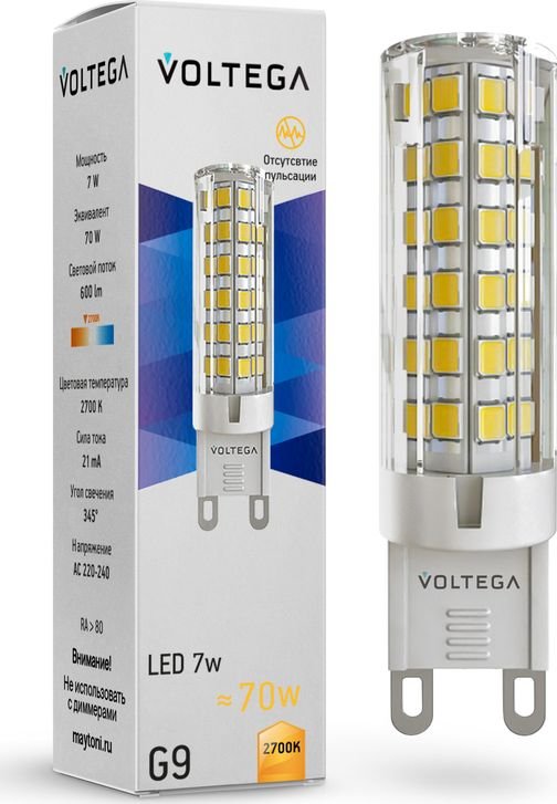 

Светодиодная лампочка Voltega Simple Capsule 7W 2700K G9