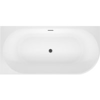 Ванна Wellsee Excellence Pro 180x80 28760803R (пристенная ванна (левая) белый глянец, экран, ножки, сифон-автомат матовый черный)
